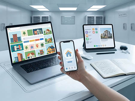 Laptop showing a branded website